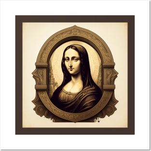 Illustration of Mona Lisa by Leonardo da Vinci Posters and Art